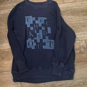 Aerie Navy Blue checked out sweatshirt